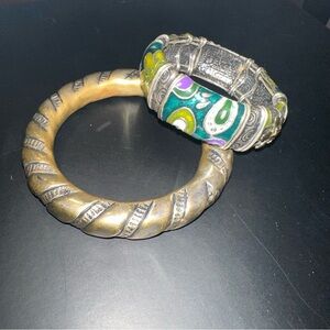 Two bracelets, boho bangle and stretchy bracelet